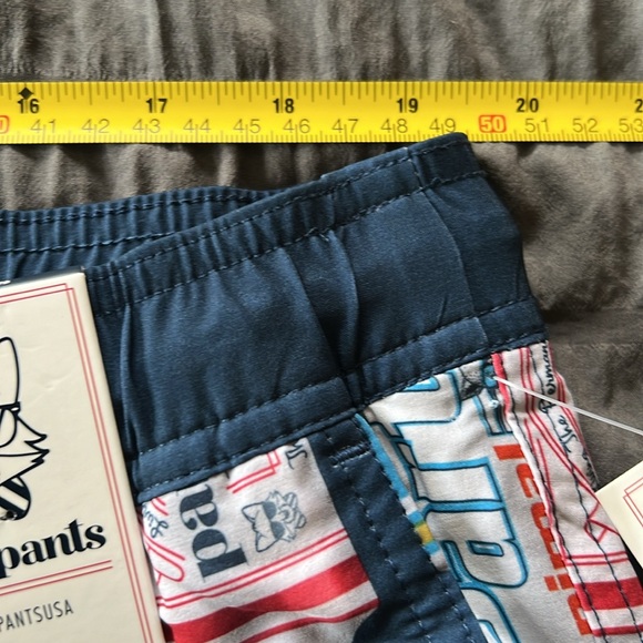 NWT Party Pants Beer Can Red Shote Blue Drawstring Swim Trunks Mens XXL - Picture 14 of 16